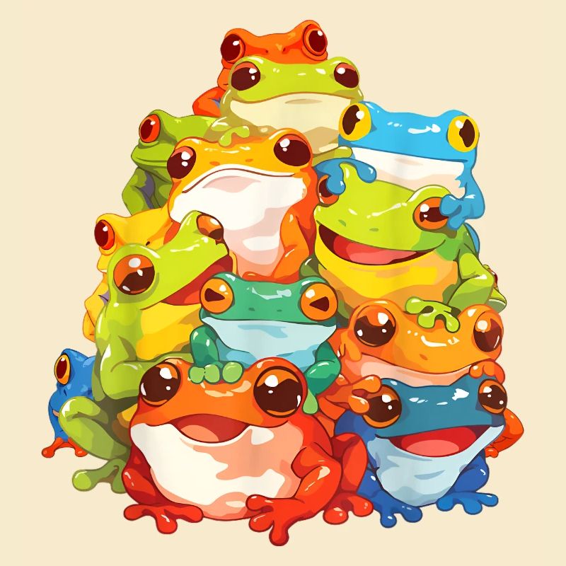 Bunte Frösche Ensemble Illustration