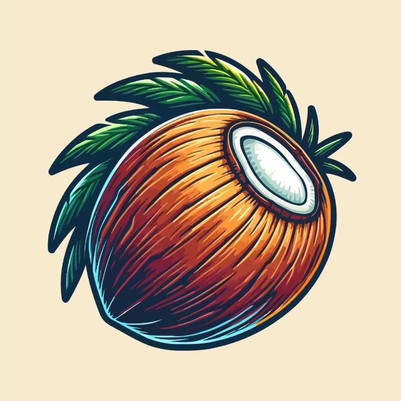 Walnut Tropical Fruit Illustration