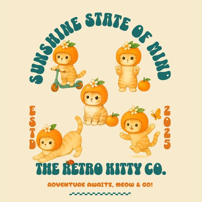 Orange Harlequin Kittens Design and Citrus Pattern