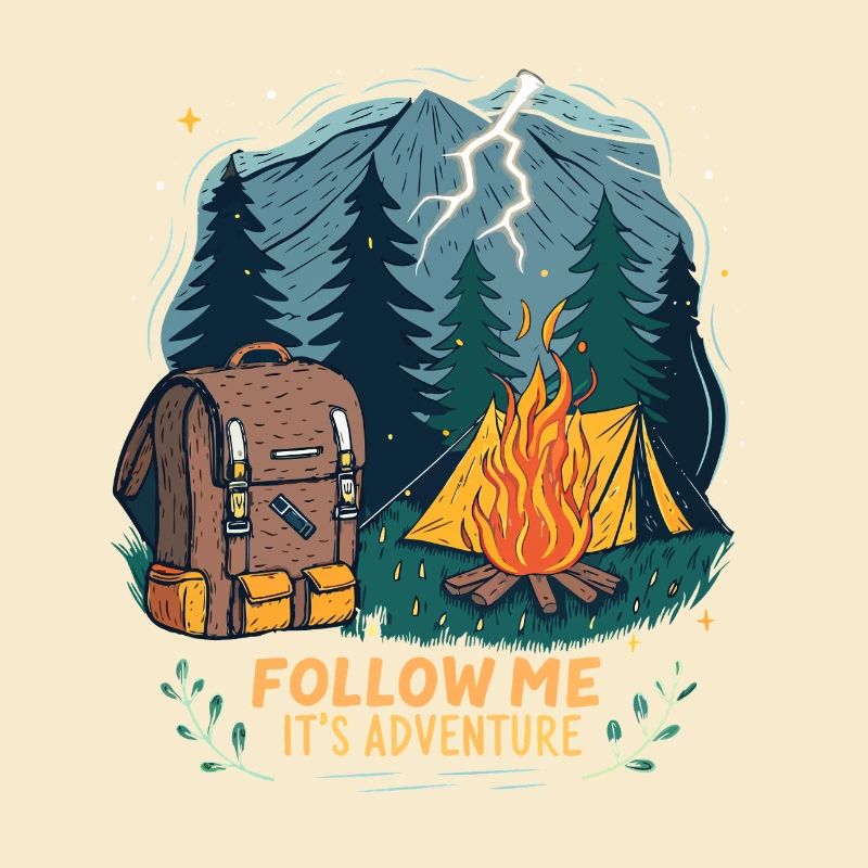 Aventure Nature Éclairée avec Feu de Camp