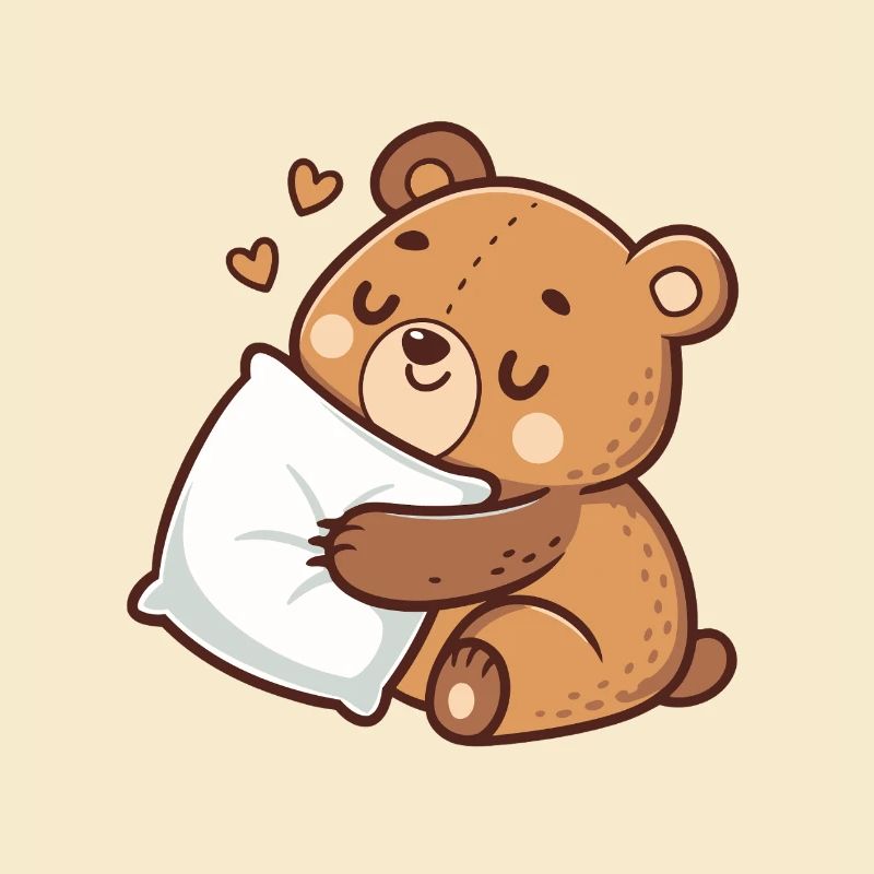 Soft cuddly bear on pillow
