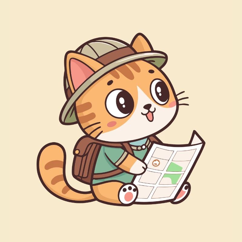 Chat Explorateur et Carte