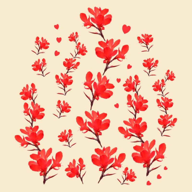 red floral pattern hearts garlands floral pattern
