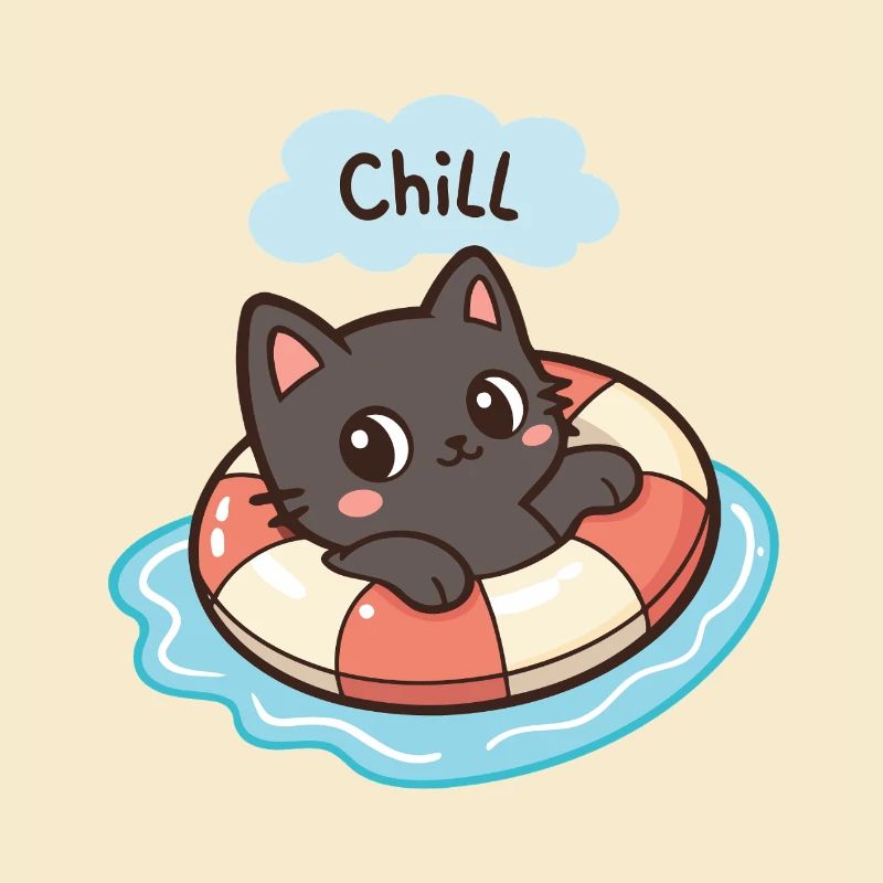 Chat Chill en Bouée