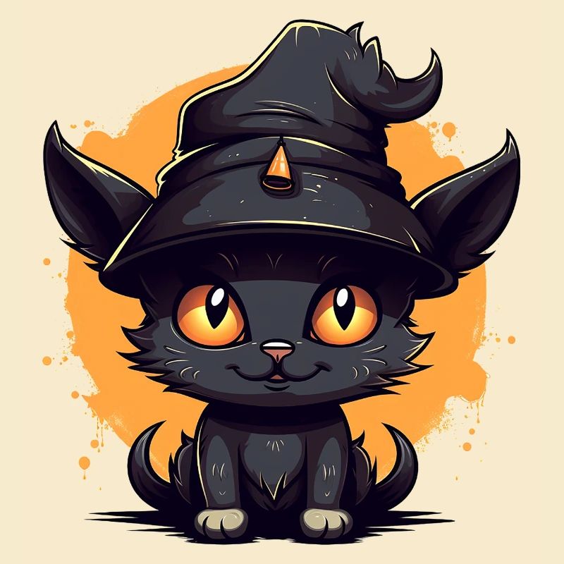 Chat sorcier dans un look d’Halloween - chat
