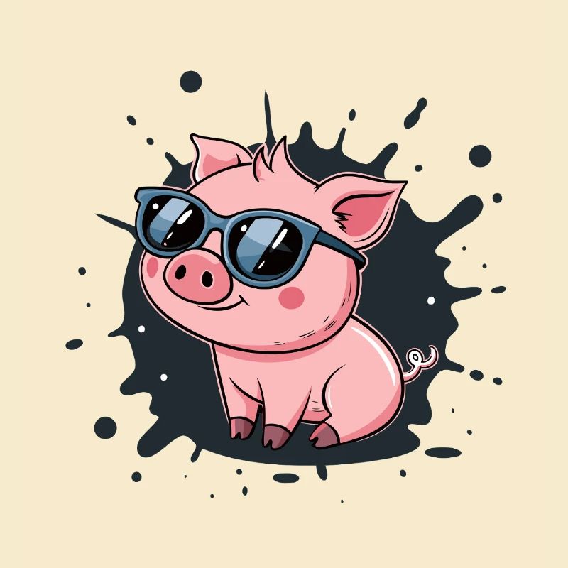 Cool pig in glasses on splash