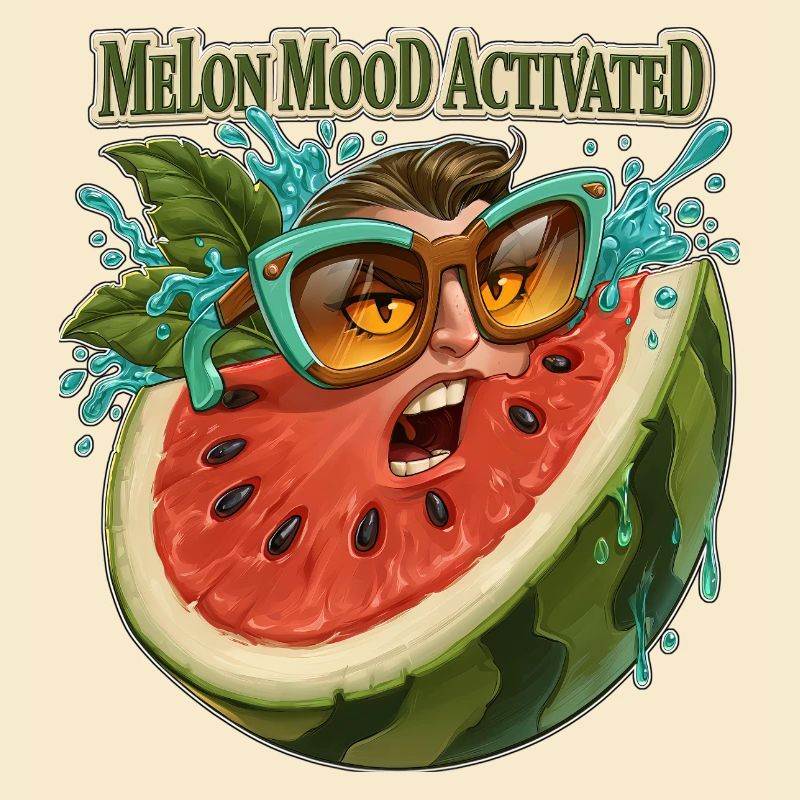 Visage drôle de pastèque activé par l’humeur de melon