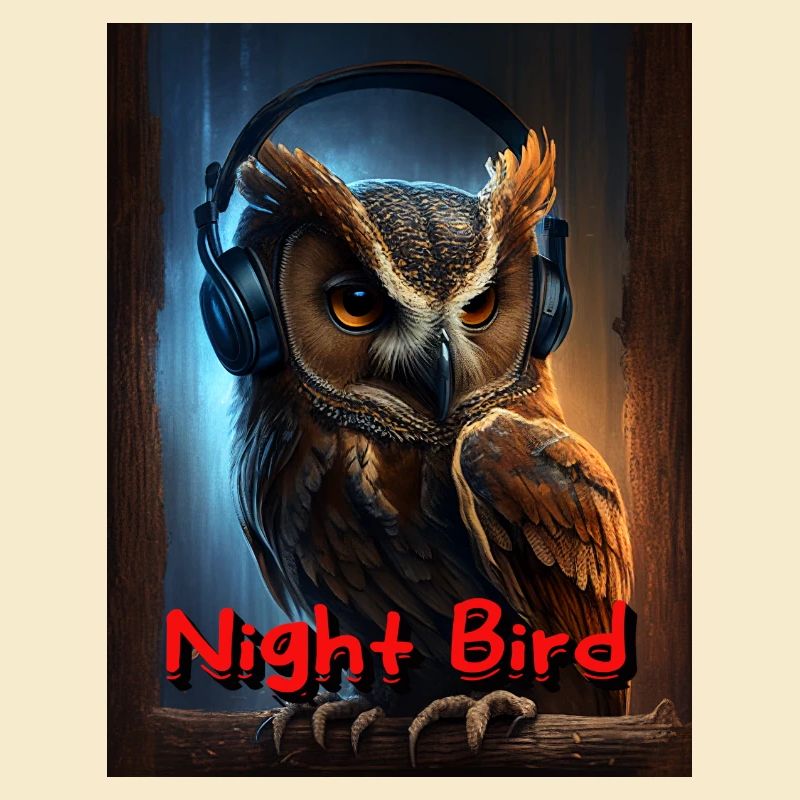 Nachteule mit Kopfhörer