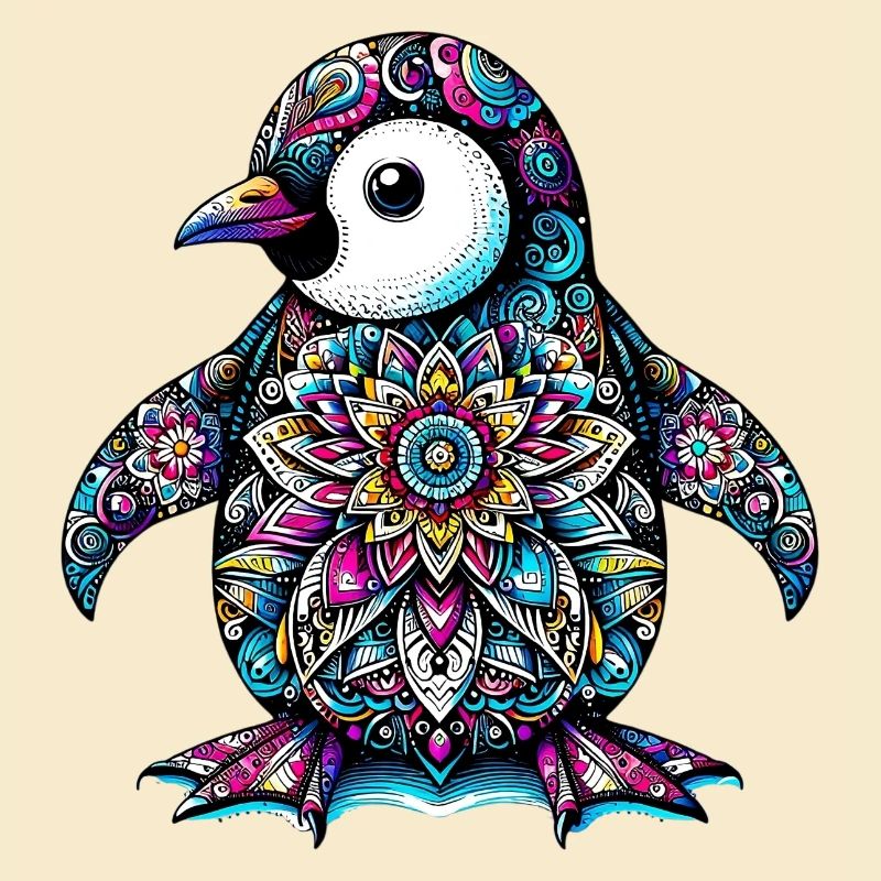 Pinguin mit Mandalas verziert