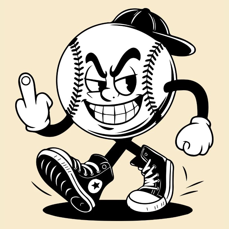 Baseball mit einem selbstbewussten