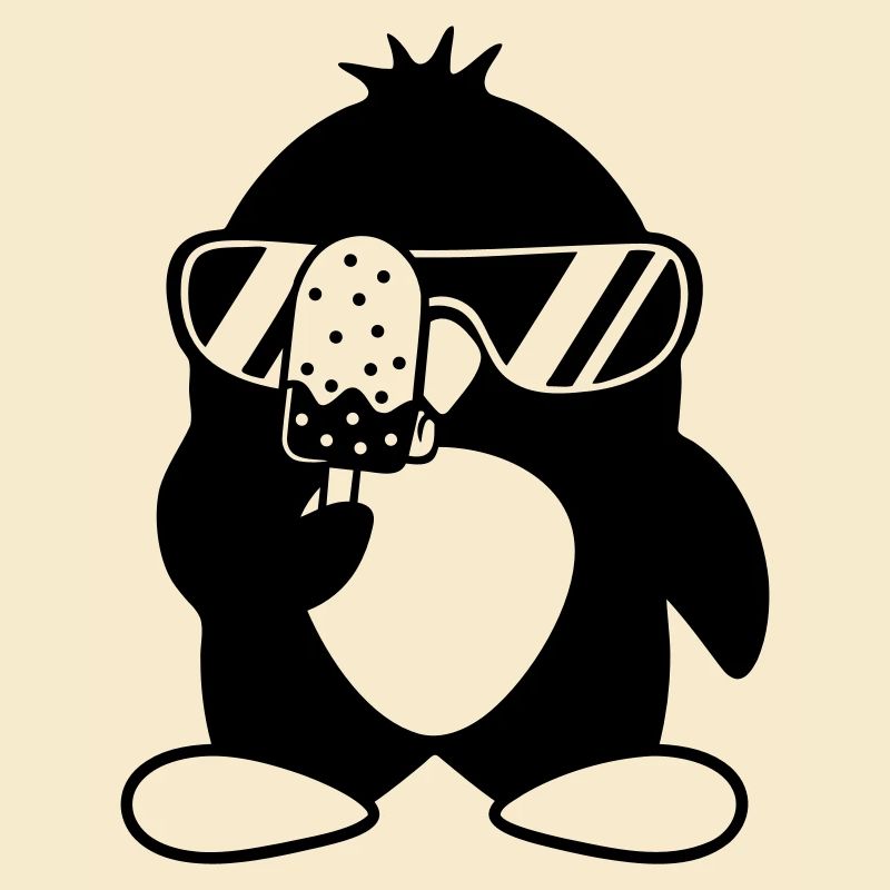 Pingouin léchant des sucettes glacées mangeant de la crème glacée délicieuse