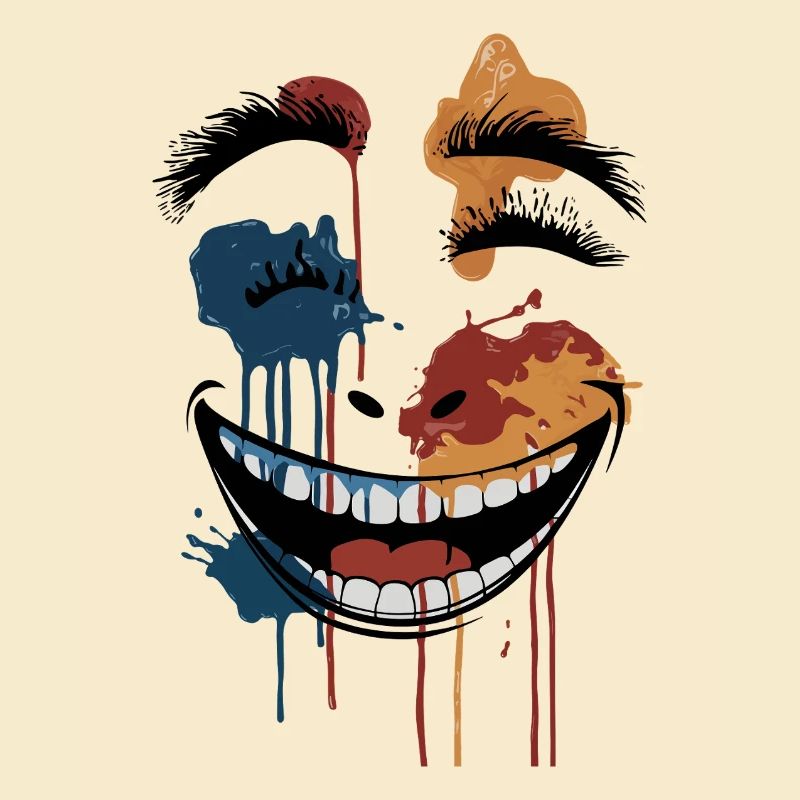 Psychedelic Dripping Skull Face – Abstract Horror