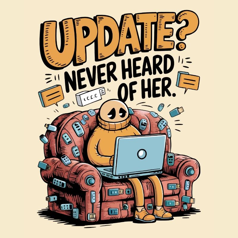 Update Overload – Funny Tech Couch Potato Design