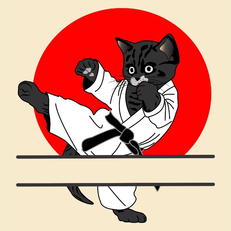 Black cat karate sun