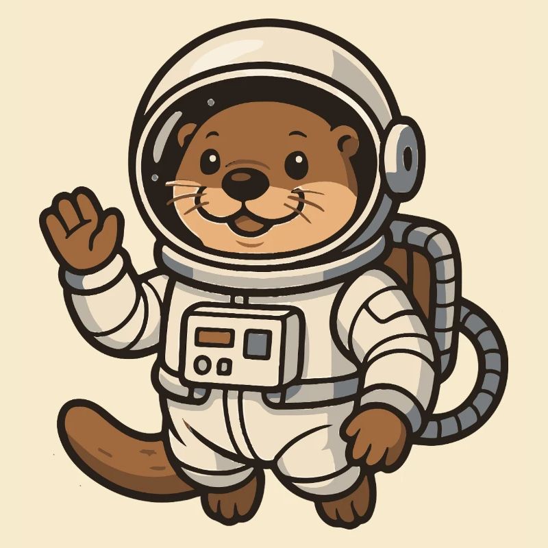 Loutre de l'espace avec combinaison spatiale