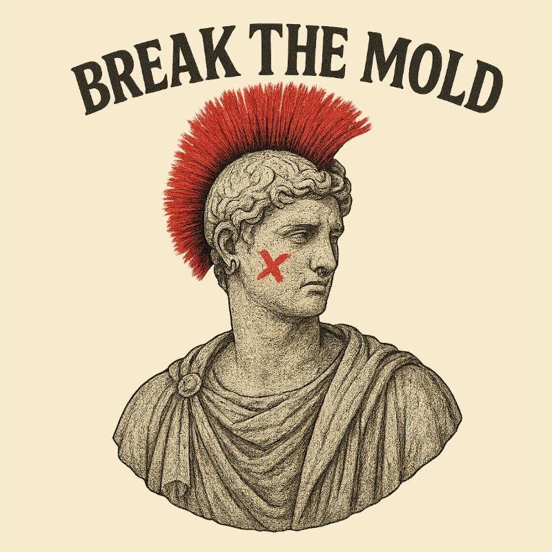 Ancient Bust with Bold Protest Motif