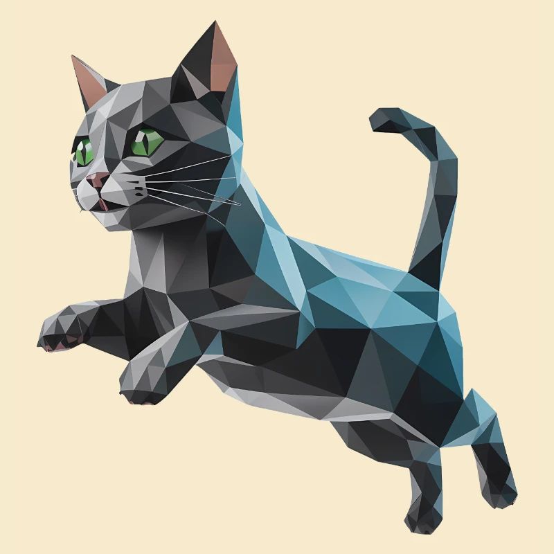 Kätzchen - Cooles Low-Poly-Logo