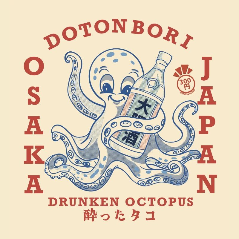 Drunken Oktopus mit Flasche