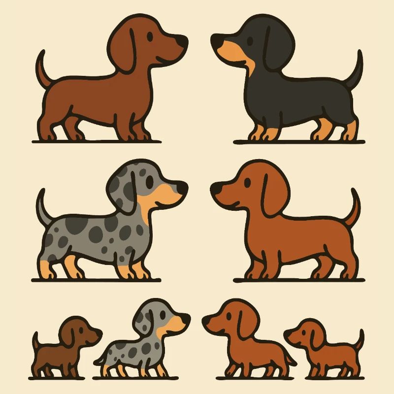 Dachshund Quartet Illustration Pack