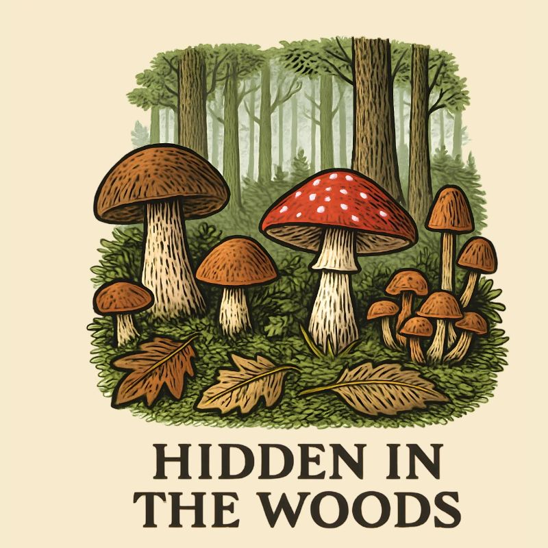 Paysage caché de champignons forestiers