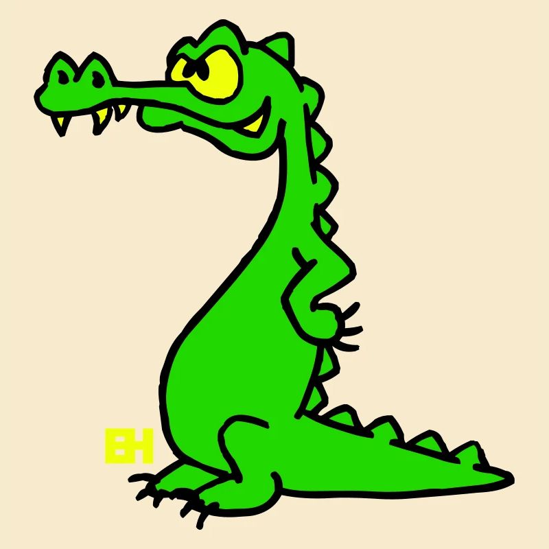 Crocodile souriant, design à trois couleurs