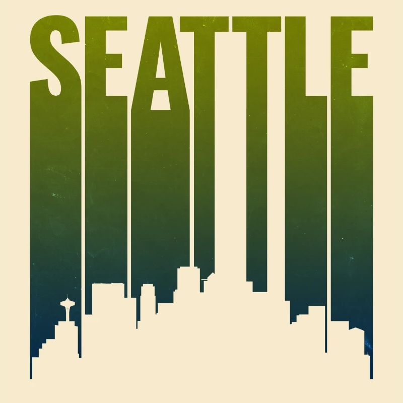 Seattle Skyline Green Gradient