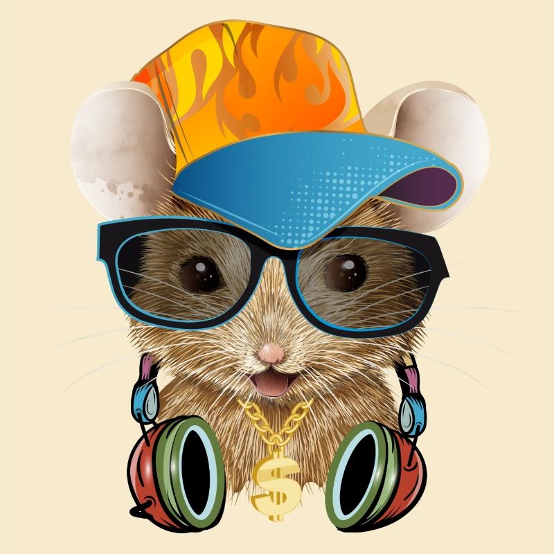 coole Maus mit Basecap,Sonnenbrille und Kopfhörer
