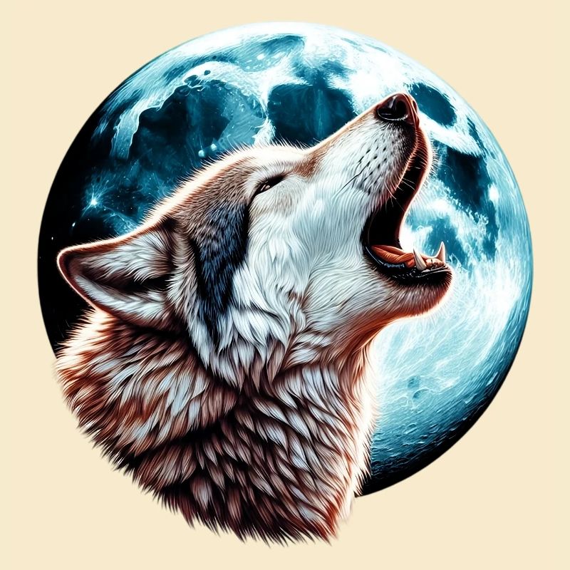 Wolf howls at the full moon