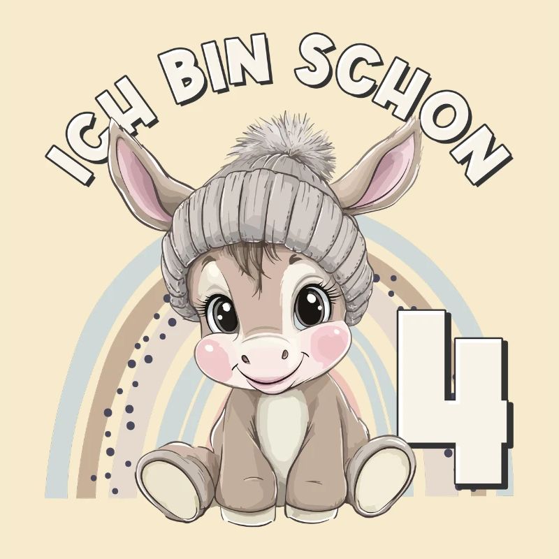 4. Geburtstag Esel Regenbogen Süß Niedlich