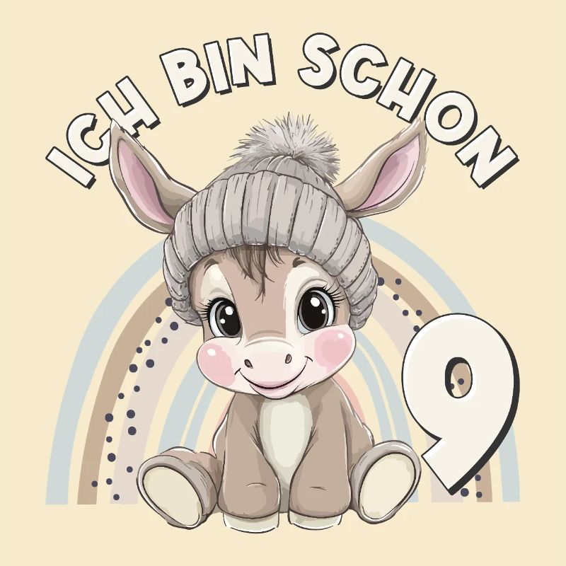 9. Geburtstag Esel Regenbogen Süß Niedlich