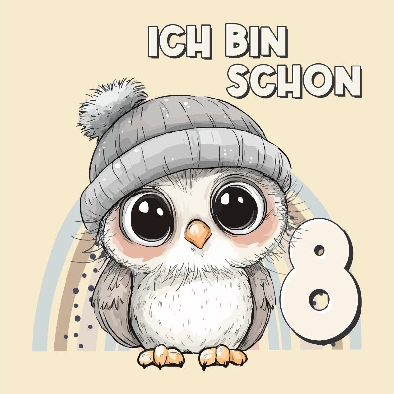 8. Geburtstag Eule Regenbogen Süß Niedlich