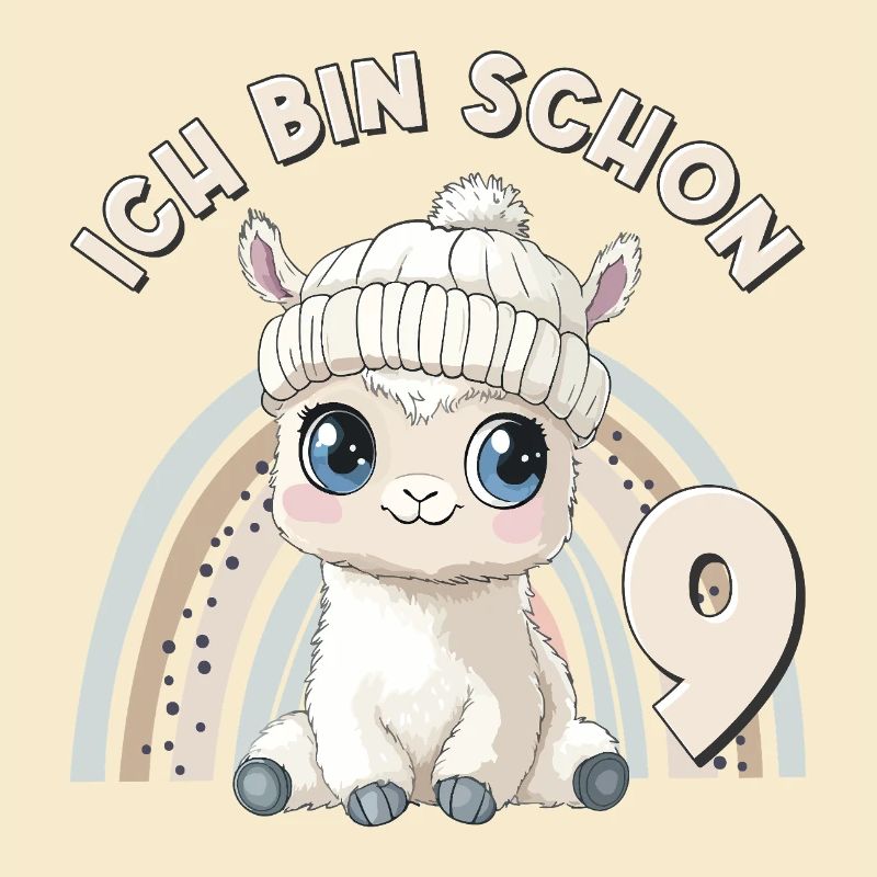 9th Birthday Alpaca Llama Rainbow Cute Cute