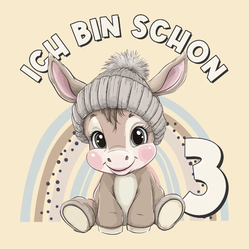3. Geburtstag Esel Regenbogen Süß Niedlich