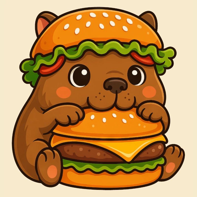 Capybara sucré Capybara avec cheeseburger rapide