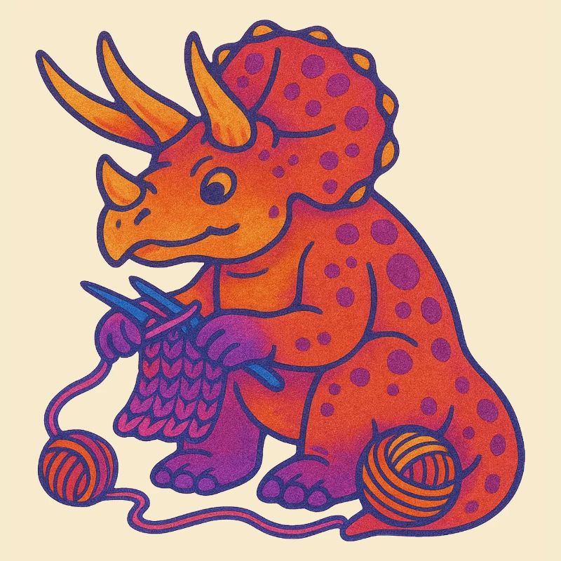 Knit Dino Triceratops Neon Gradient