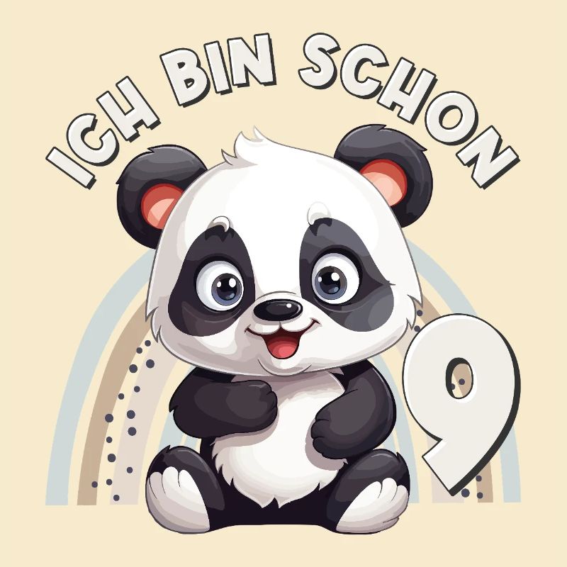 9. Geburtstag Panda Bär Regenbogen Süß Niedlich