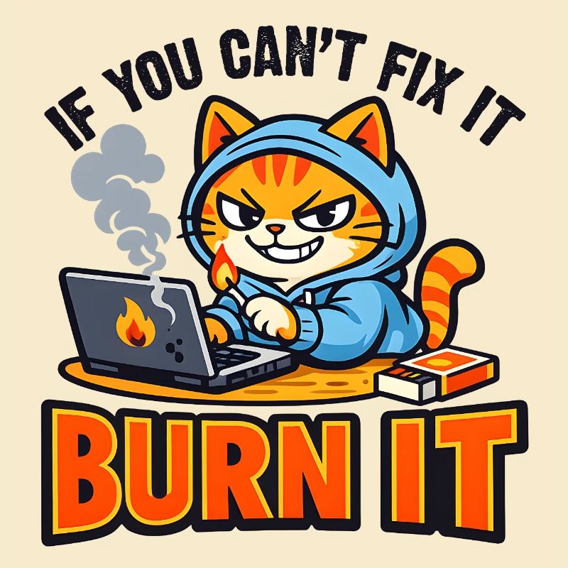 Computer Scientist Cat Burn It - Funny Saying