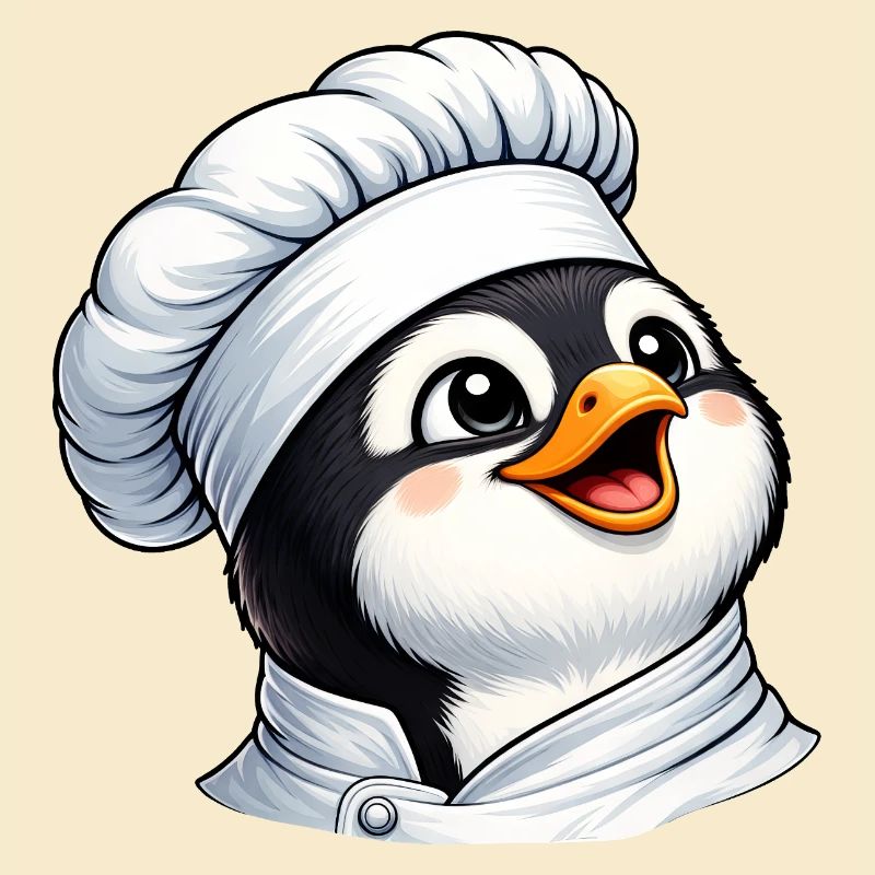 Fröhlicher Pinguin Koch Cartoon Küchenspaß Essen