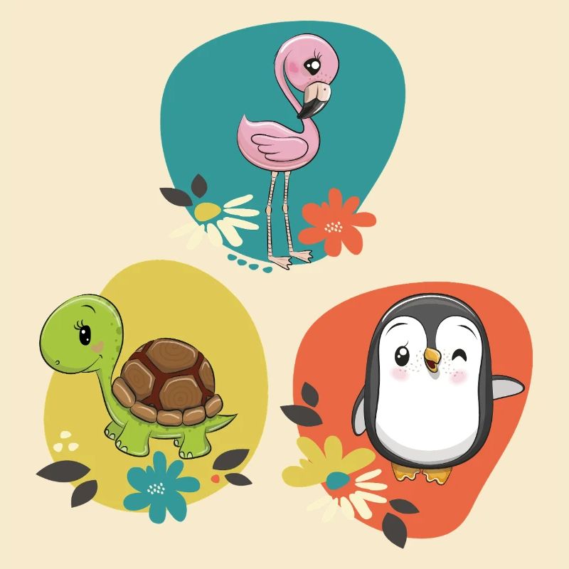 Flamingo Turtle Penguin