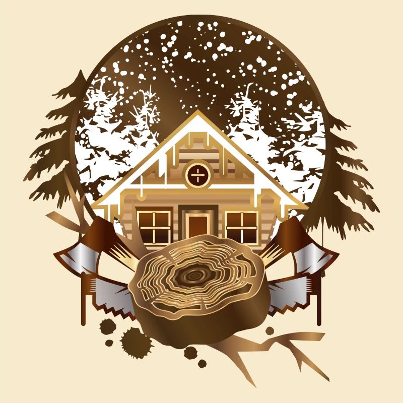 cozy lumberjack hut in the wintry forest