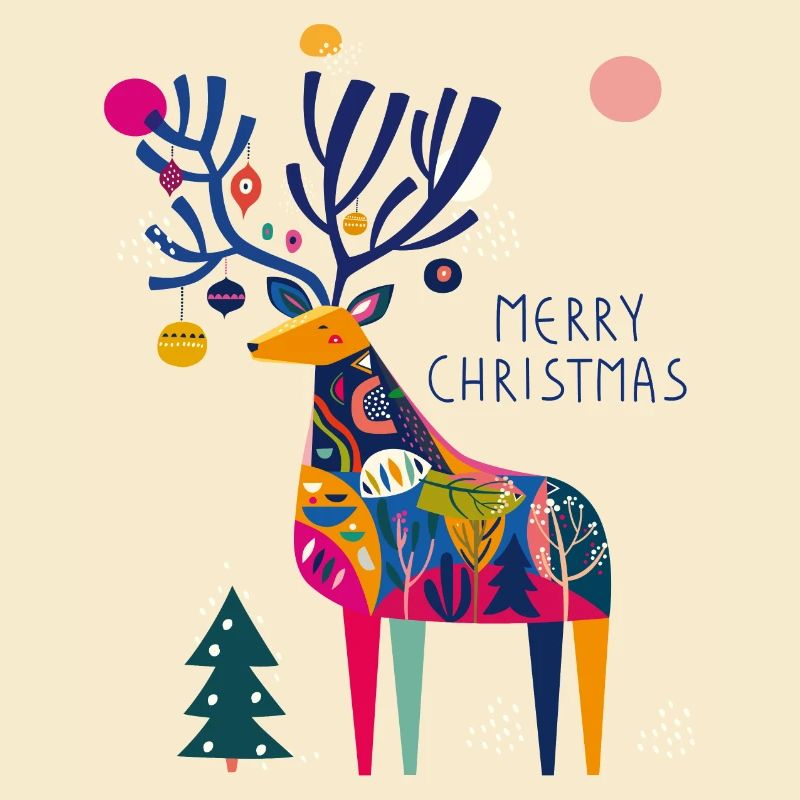 Hirsch mit Weihnachtskugeln