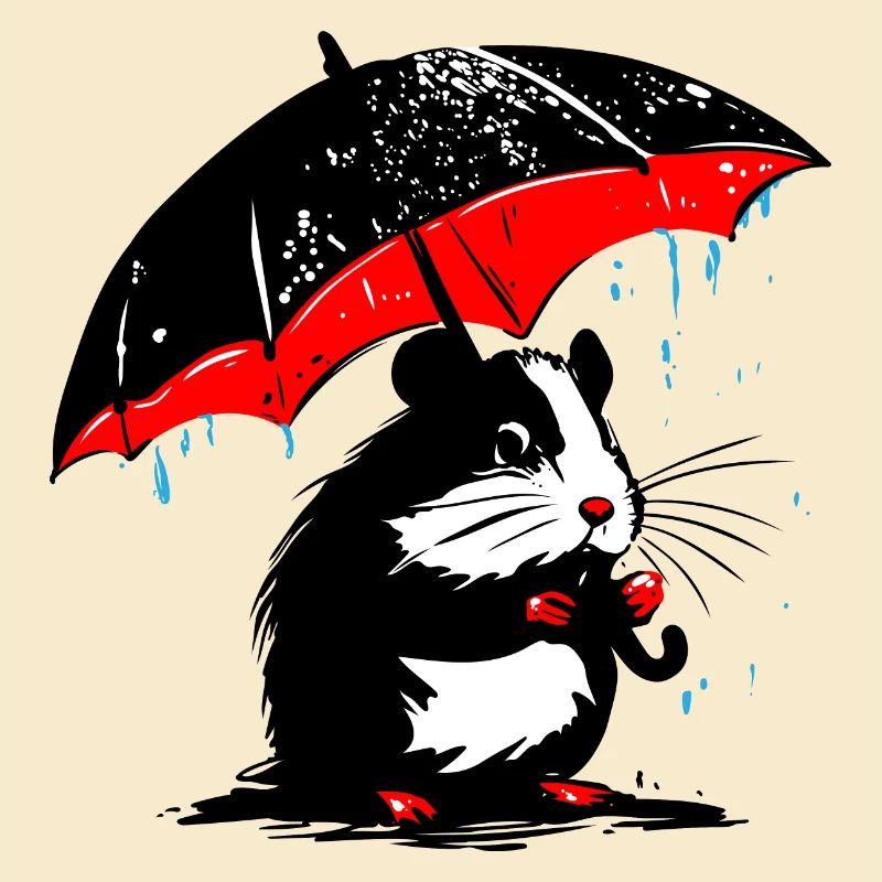 Hamster mit Regenschirm – Schmuddelwetter