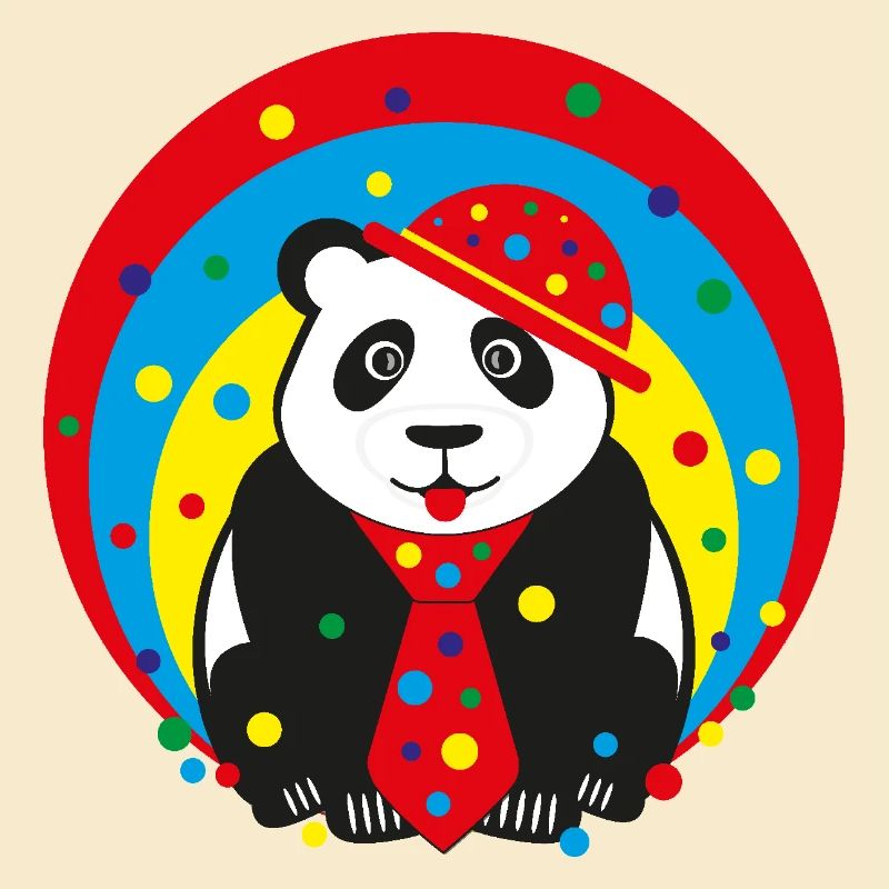 Fasching Panda mit Hut und Krawatte.