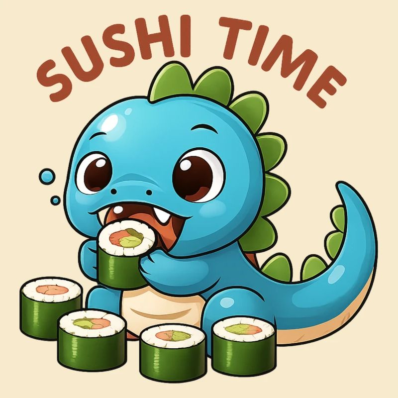 Dinosaure mignon avec thème sushi