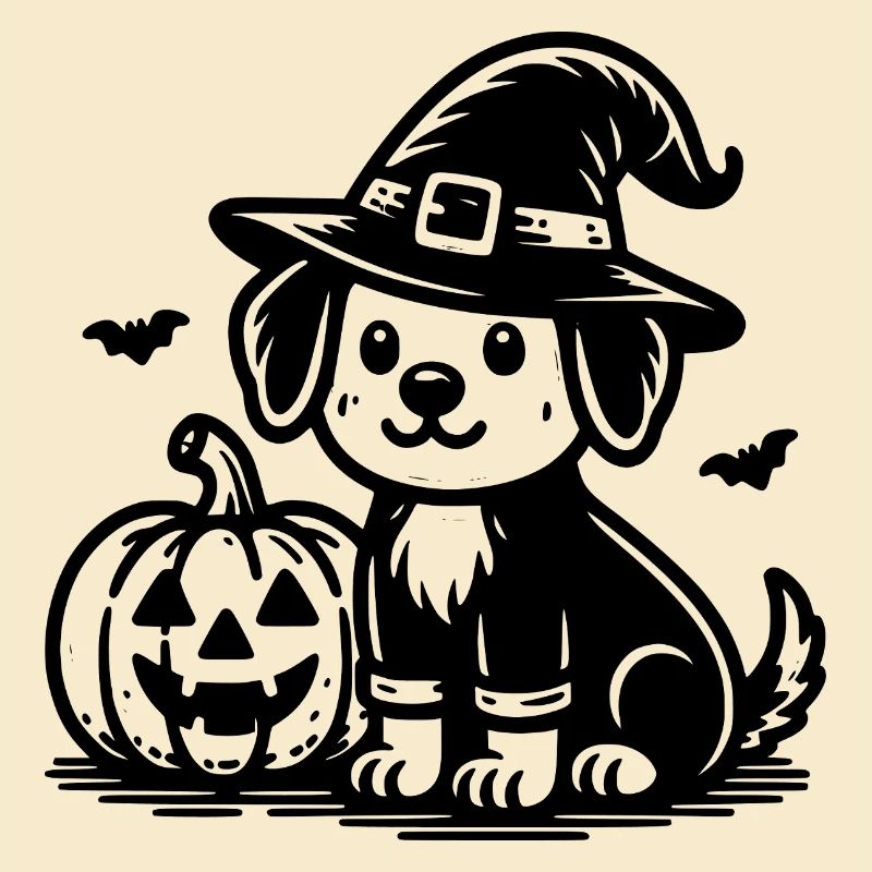 Hund mit Hexenhut