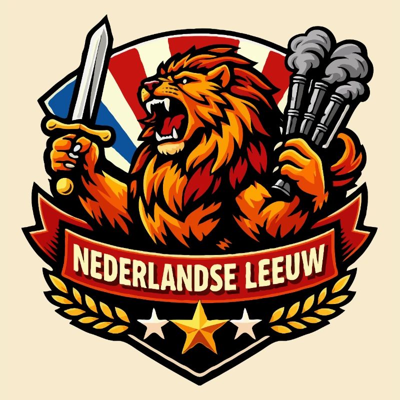 Lion hollandais avec épée et fumée