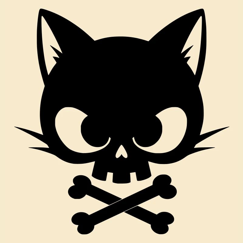Katzen-Schädel mit Knochen | Gothic Cute Icon