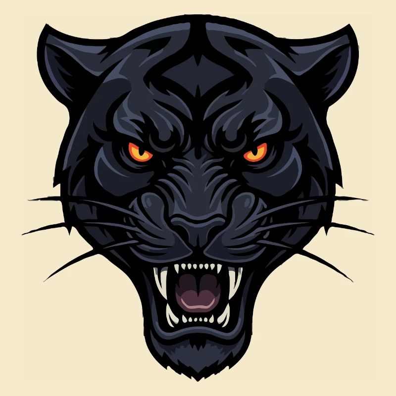 Night leopard head with fiery eyes