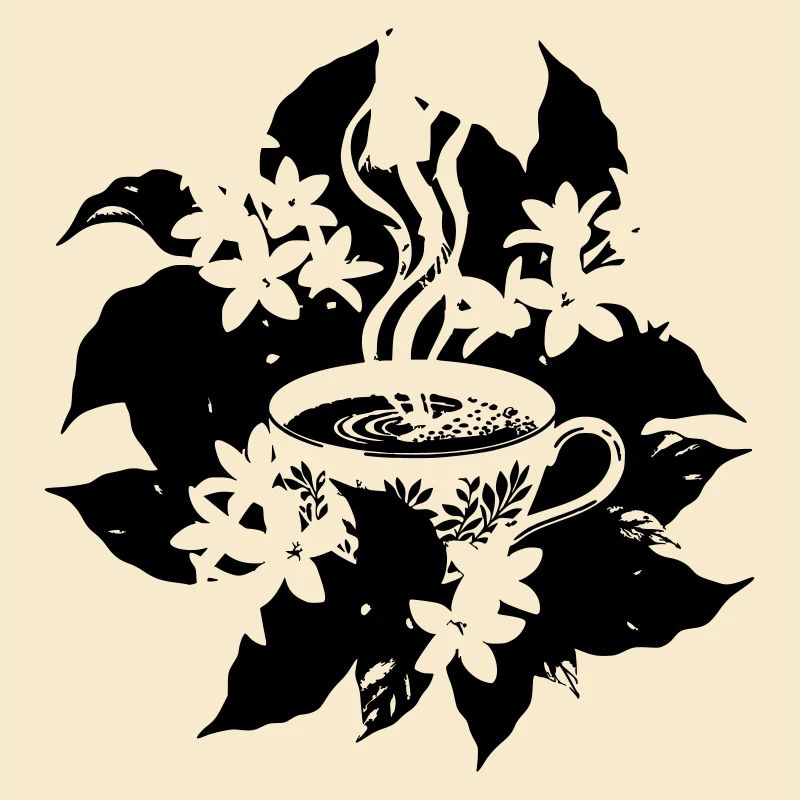 Elegant Coffee Cup Floral Botanical