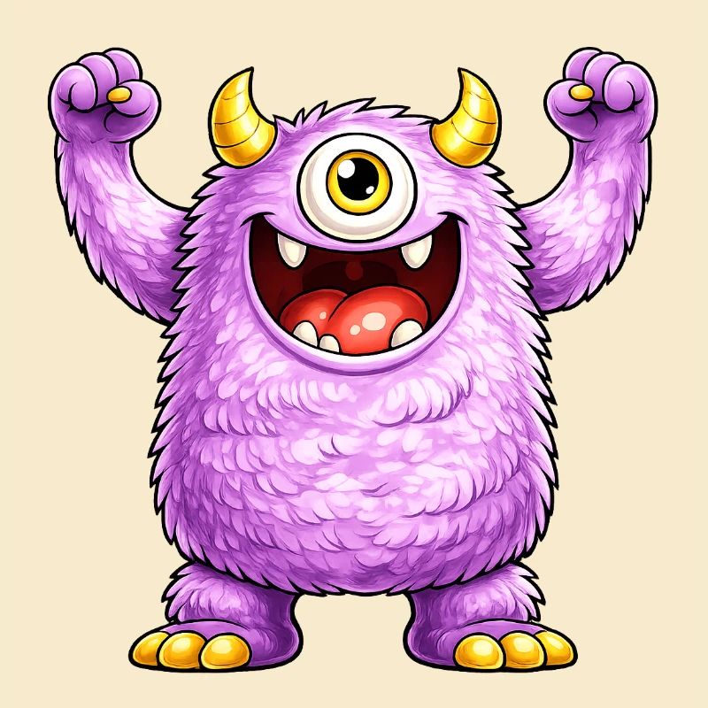 Monstre violet à un œil joyeux